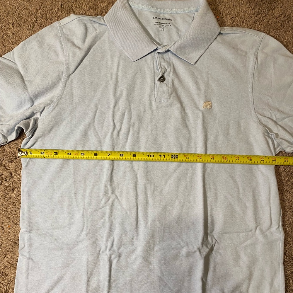 Banana Republic Adult Mens Size Large Polo Blue Golf Work Outdoor Summer Shirt - Picture 6 of 9